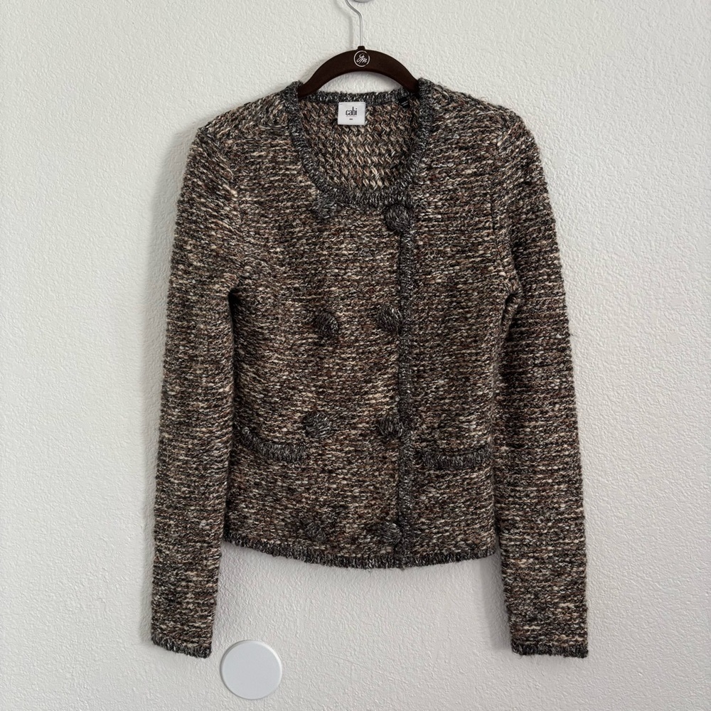 CAbi Women's Size XS Brown Double Breasted Ritz Knit Sweater Jacket